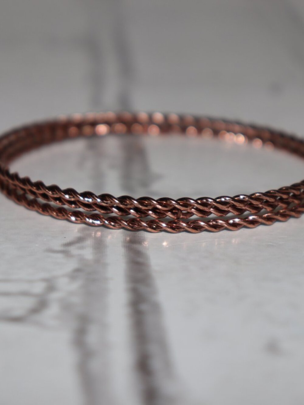 🔶✨ Like New Copper‑Tone Three‑Bangle Set · 2.75" Across